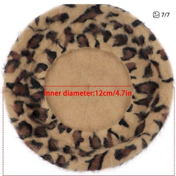 ADORA Leopard Pattern Beret - Brown and Black - Picture 9 of 9